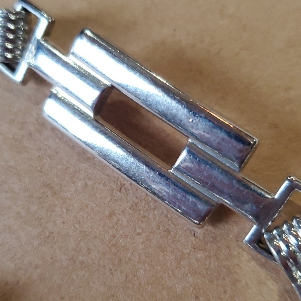 Silver Boho metal chain rectangle belt 36 inches long Hanging clasp - Picture 2 of 6